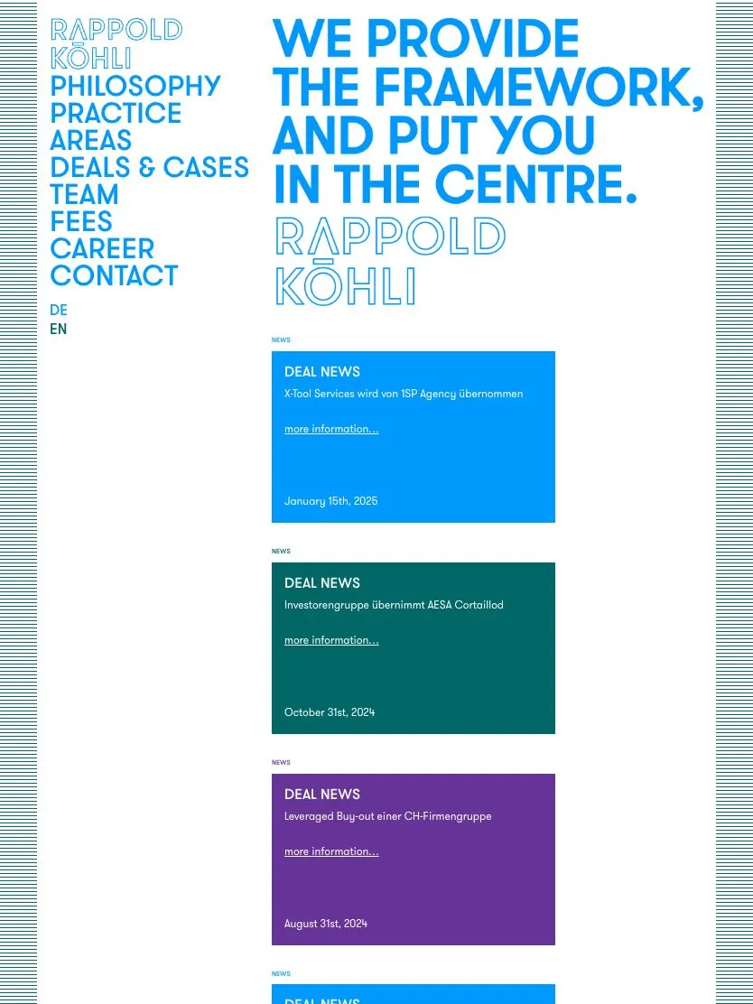 Rappold Köhli website, tablet screenshot