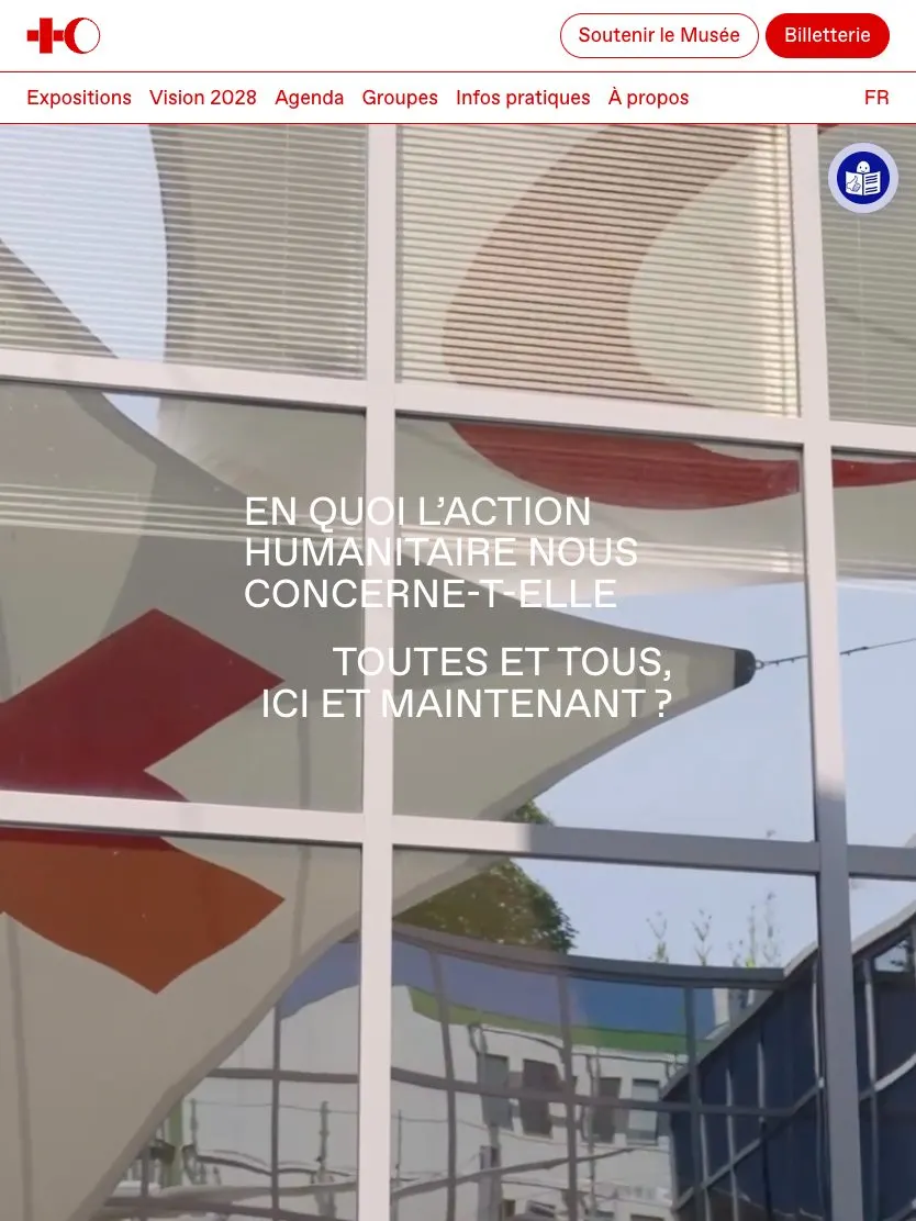 Red Cross Museum website, tablet screenshot
