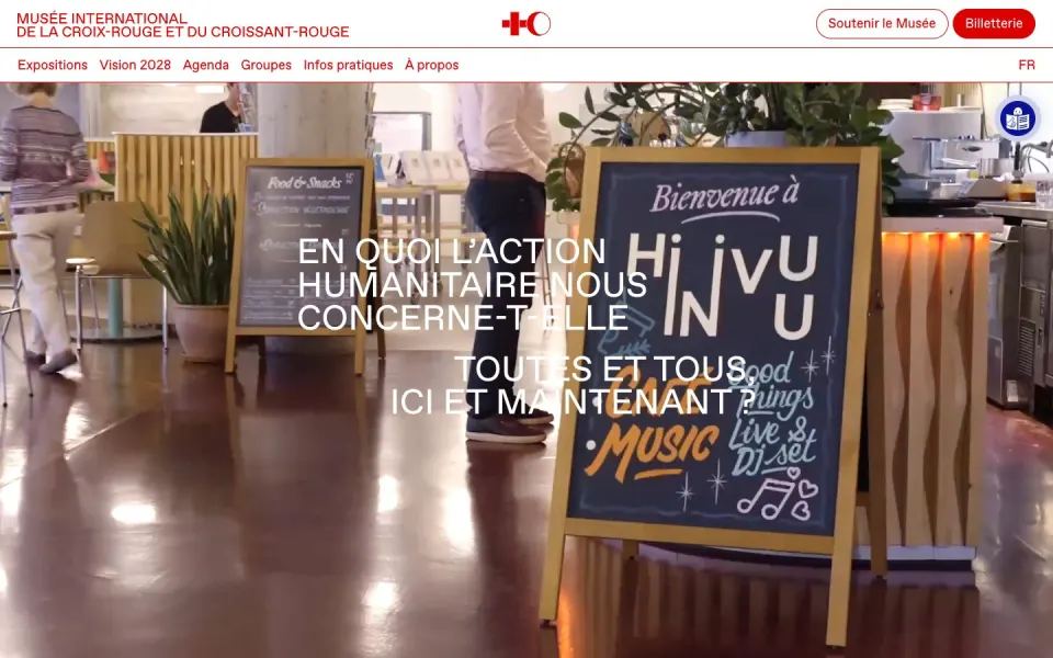 Red Cross Museum website, desktop homepage