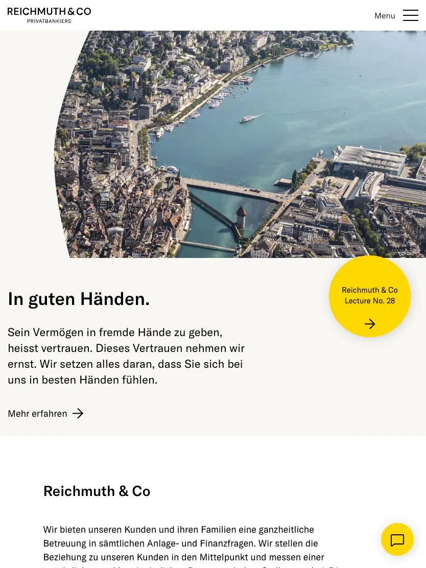 Reichmuth & Co website, tablet screenshot