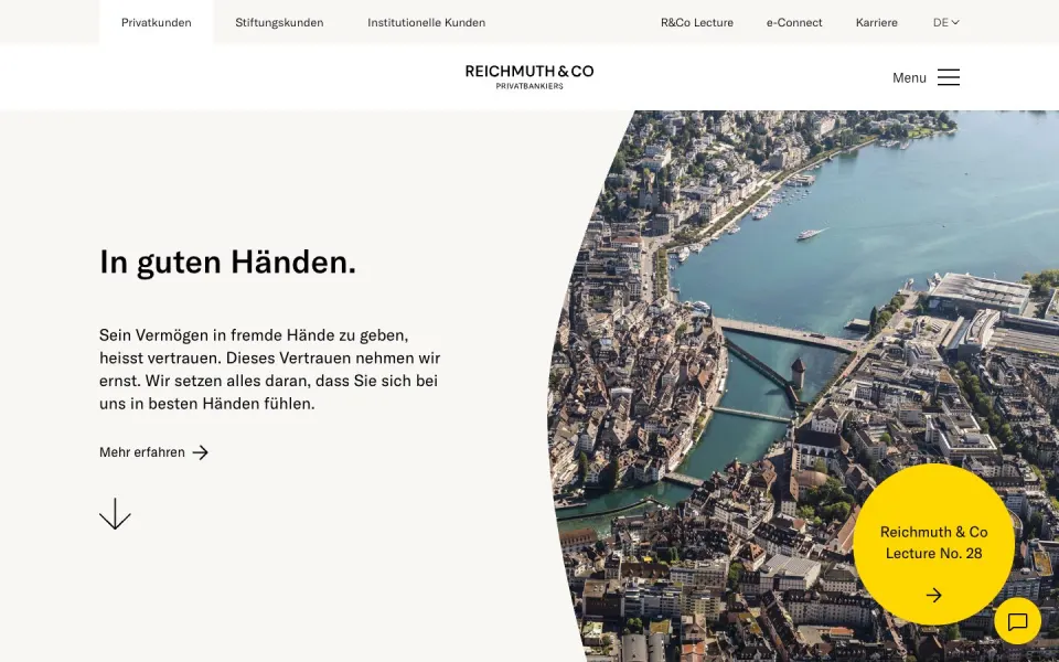 Reichmuth & Co website, desktop homepage