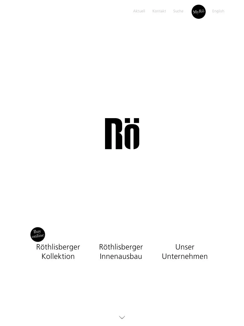 Röthlisberger Kollektion website, tablet screenshot