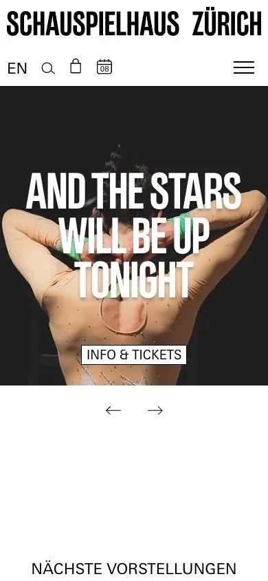 Schauspielhaus Zürich website, mobile screenshot