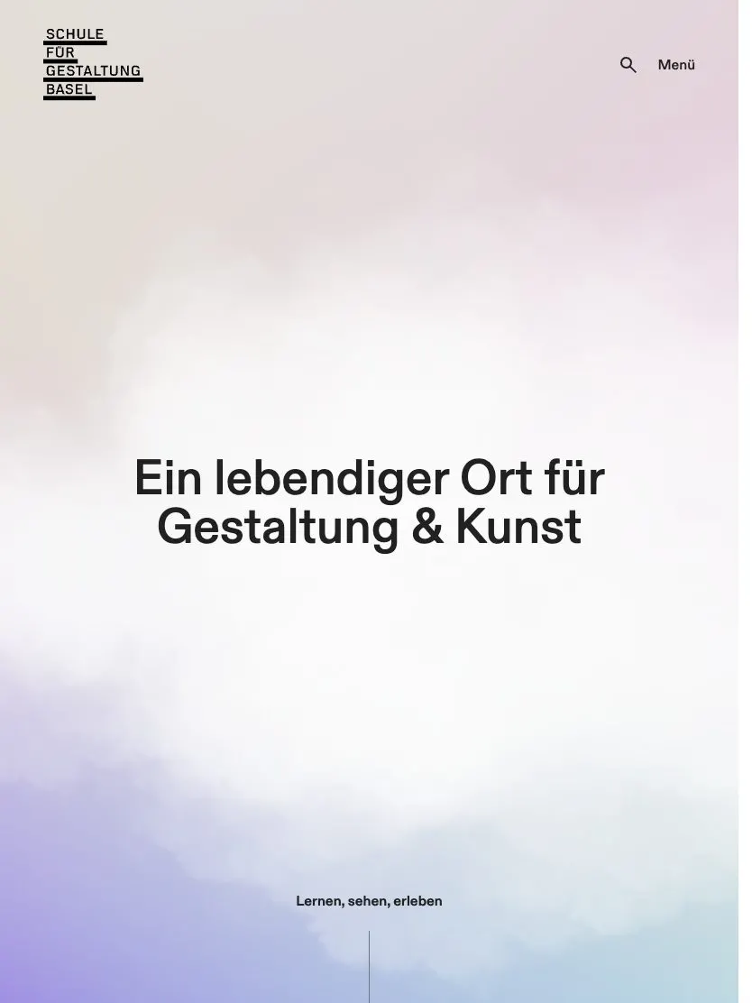 Schule für Gestaltung Basel website, tablet screenshot