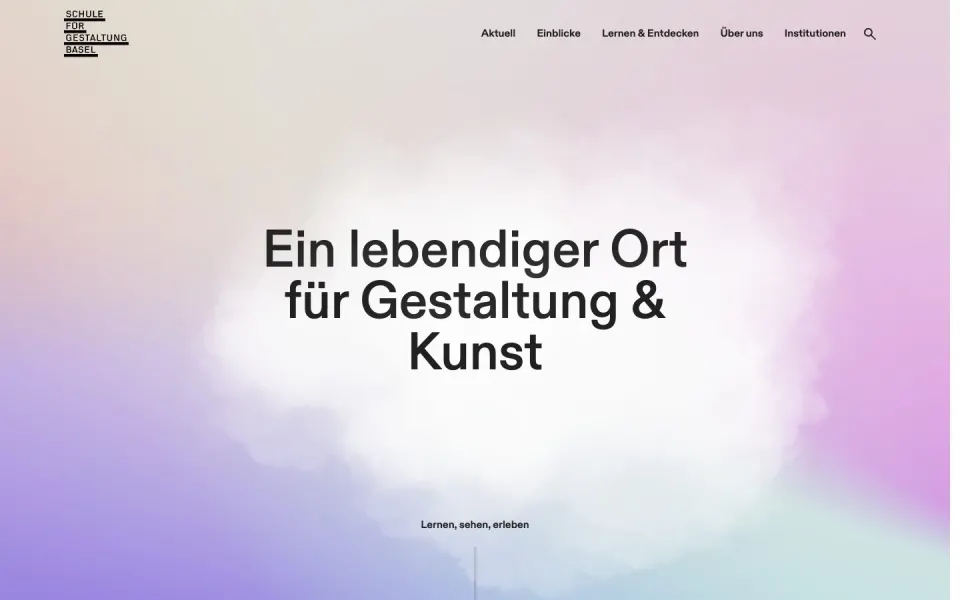 Schule für Gestaltung Basel website, desktop homepage