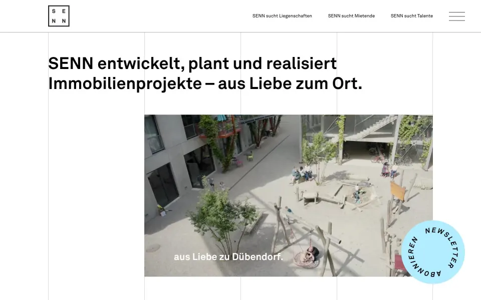 SENN website, desktop screenshot