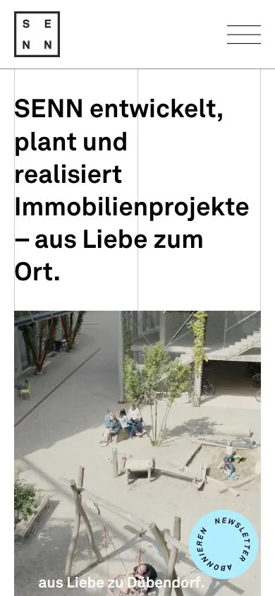 SENN website, mobile screenshot