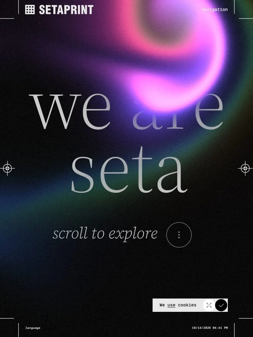 SETA website, tablet screenshot