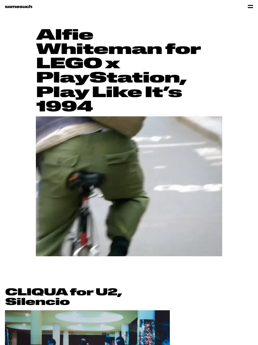 Somesuch website, tablet screenshot
