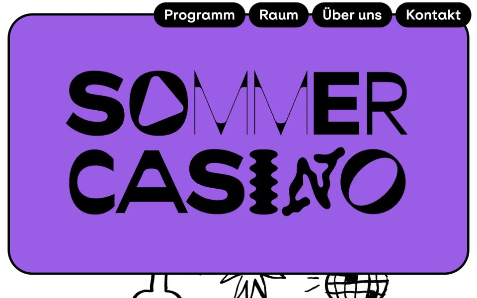 Sommercasino website, desktop homepage