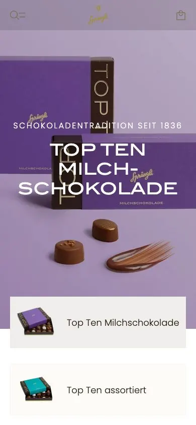 Sprüngli website, mobile screenshot