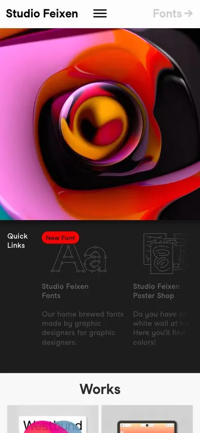 Studio Feixen website, mobile screenshot