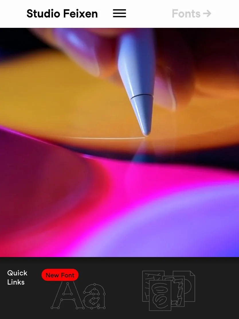 Studio Feixen website, tablet screenshot