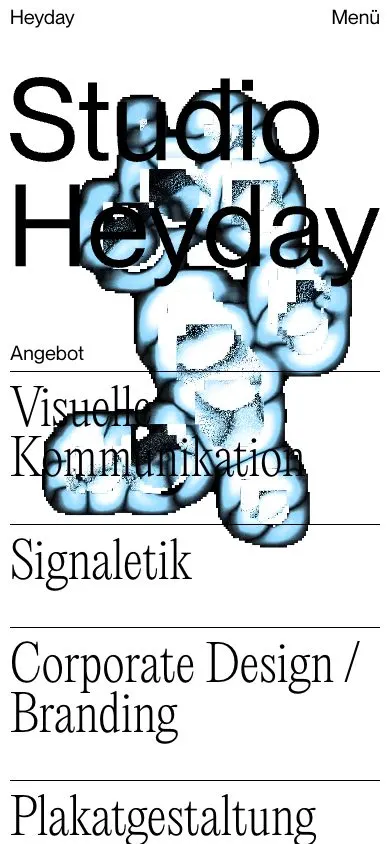 Studio Heyday website, mobile screenshot