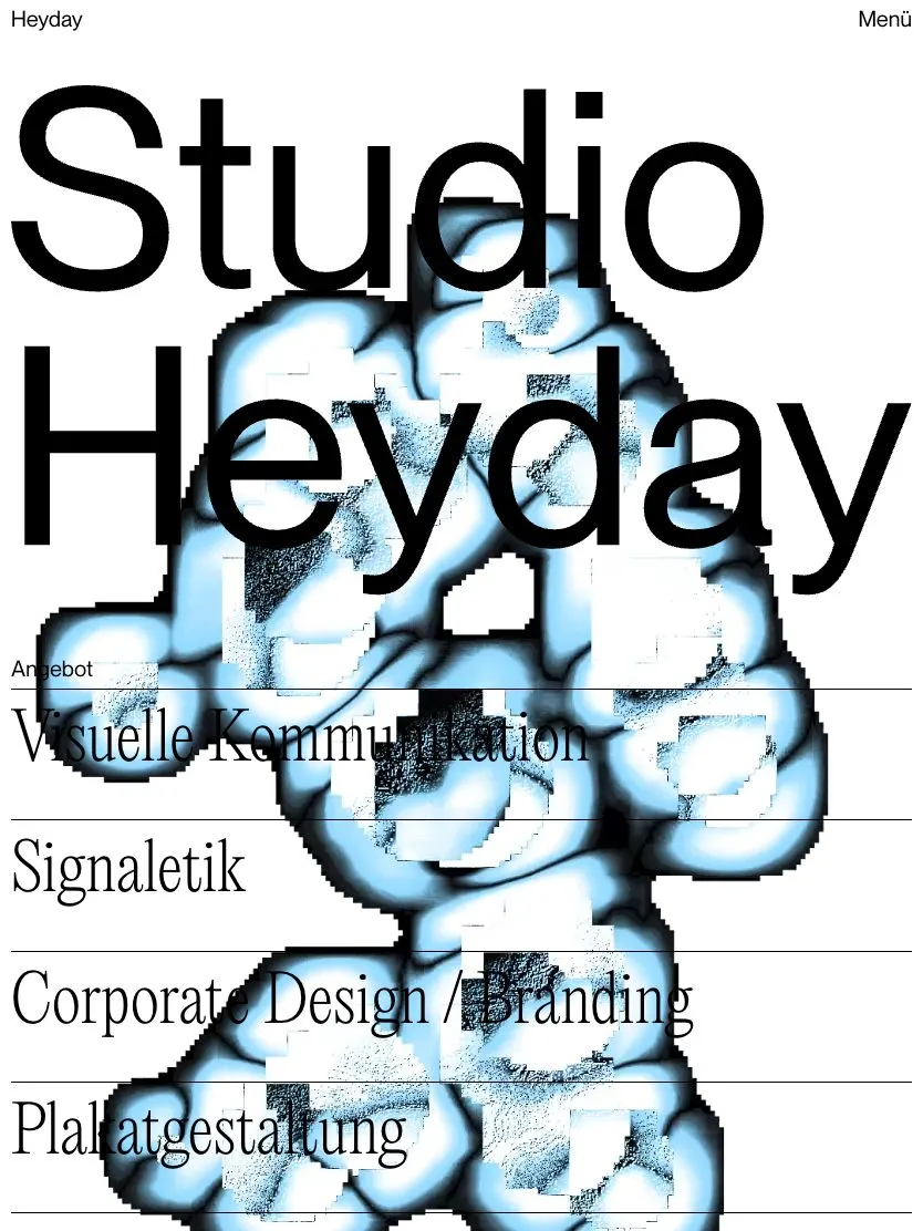 Studio Heyday website, tablet screenshot