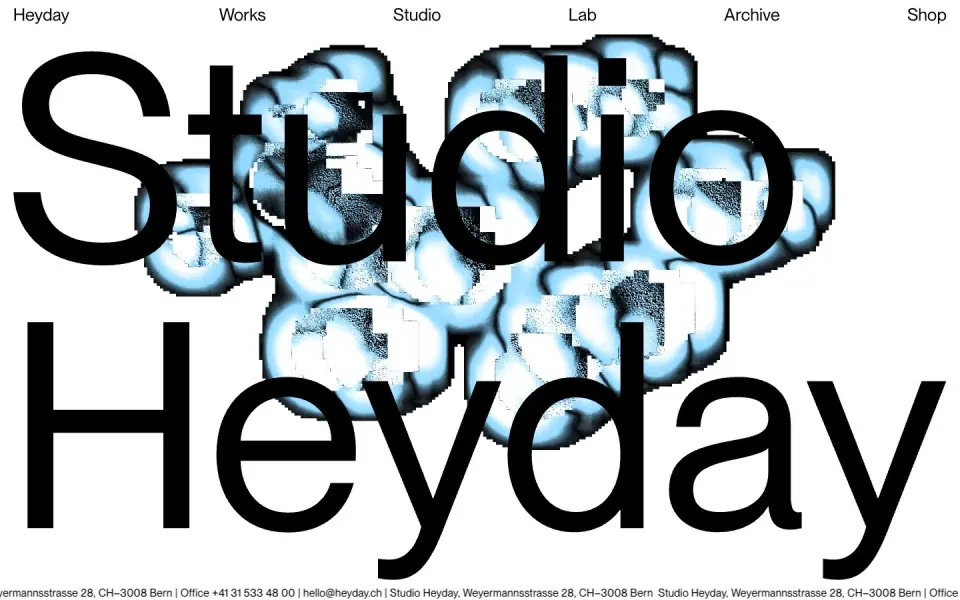 Studio Heyday website, desktop homepage