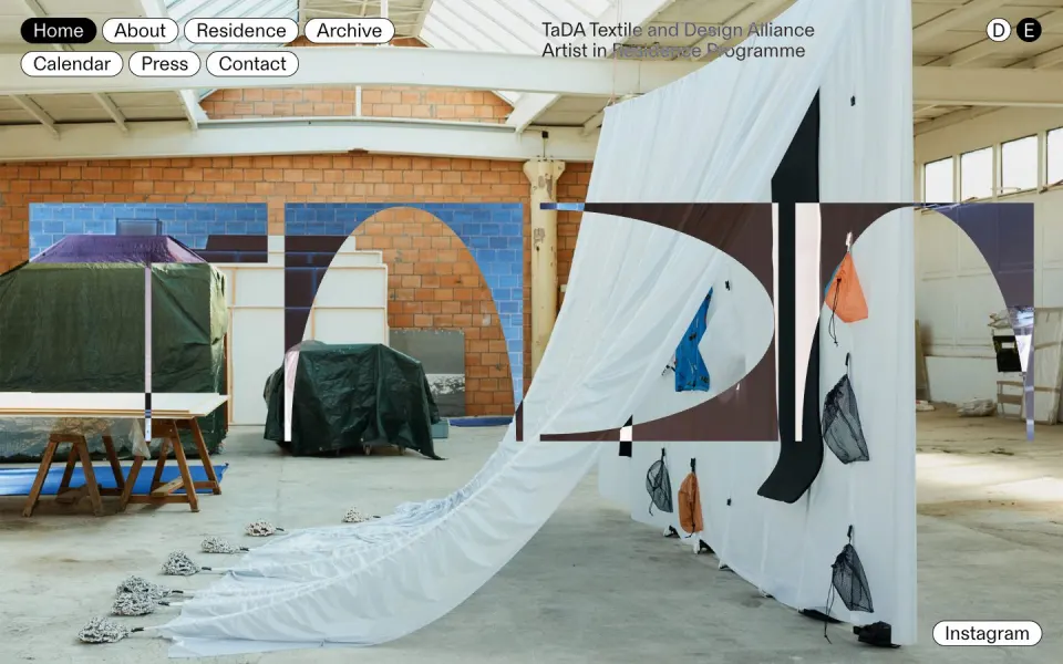 TaDA Textile and Design Alliance website, desktop homepage