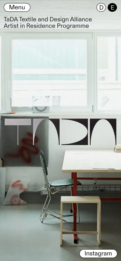 TaDA Textile and Design Alliance website, mobile screenshot