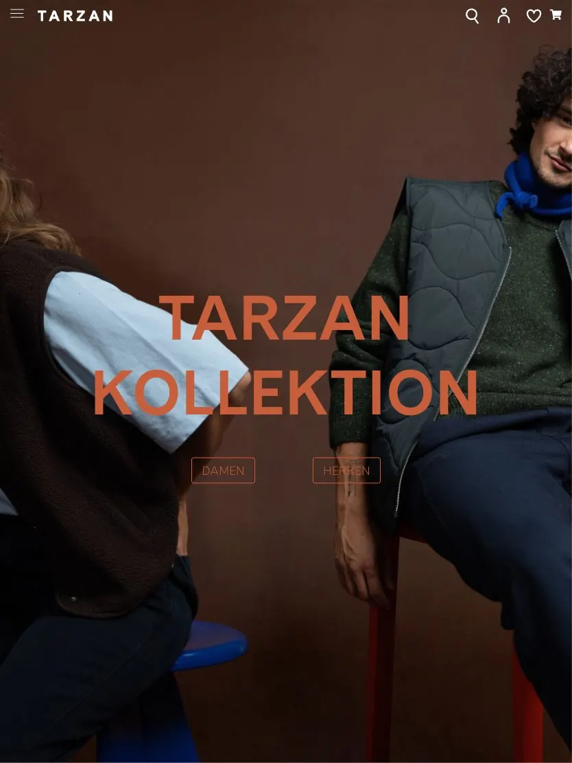 Tarzan website, tablet screenshot