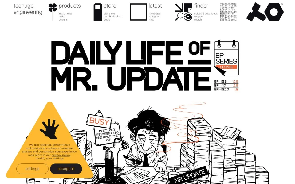 teenage engineering website, desktop homepage