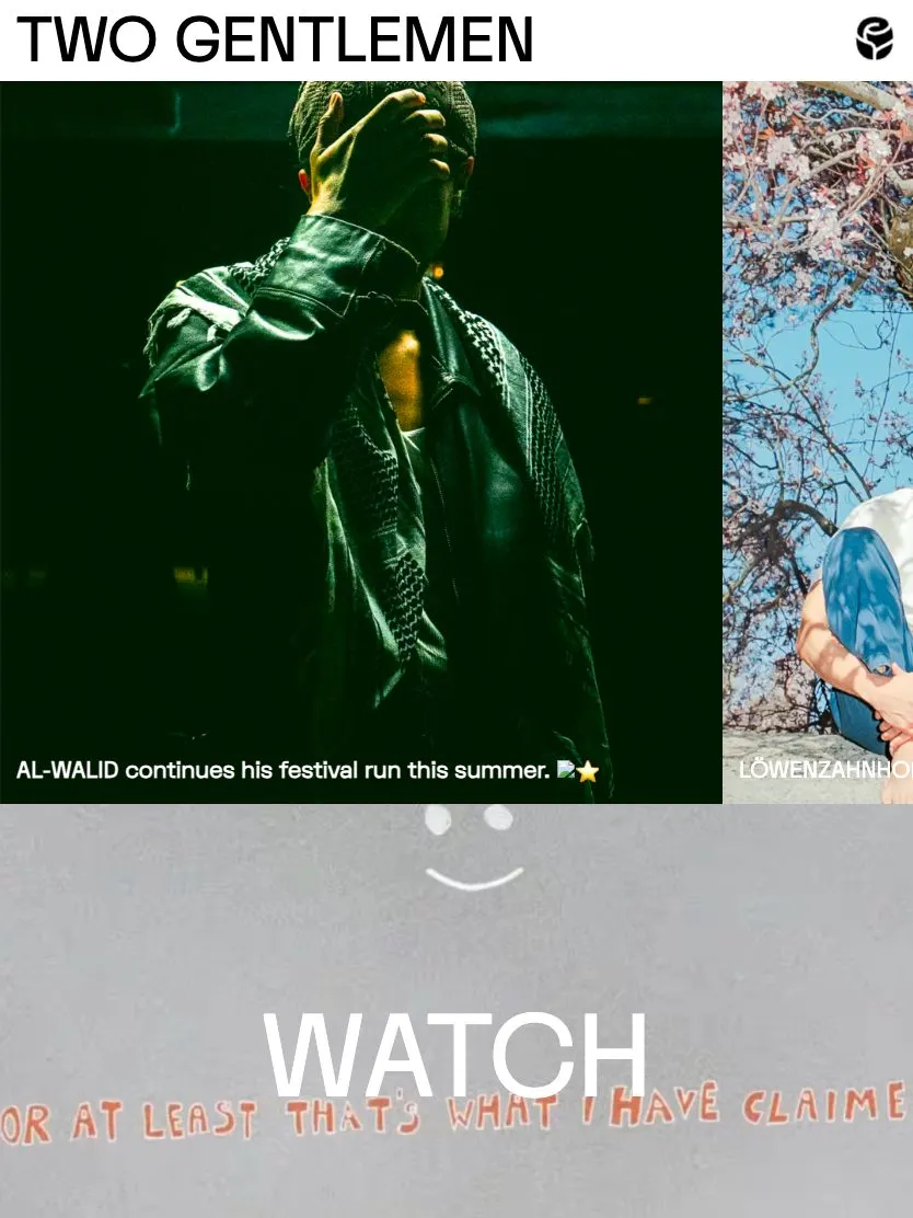 Two Gentlemen website, tablet screenshot