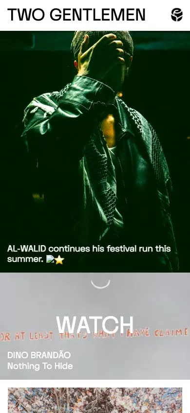 Two Gentlemen website, mobile screenshot
