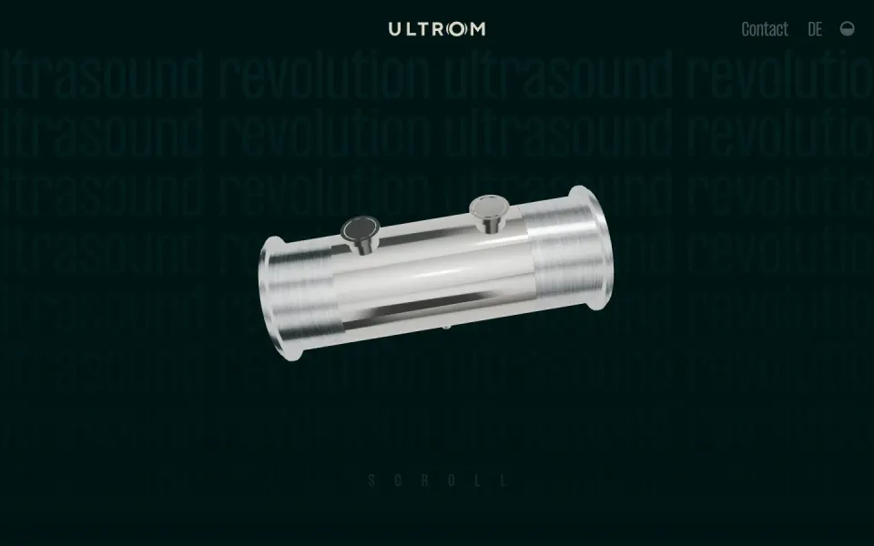 ULTROM website, desktop homepage