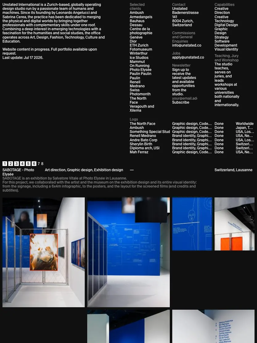 Unstated website, tablet screenshot