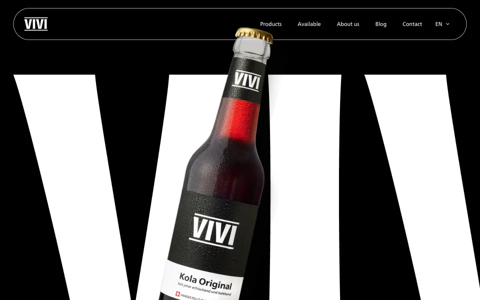 VIVI Kola website, desktop homepage