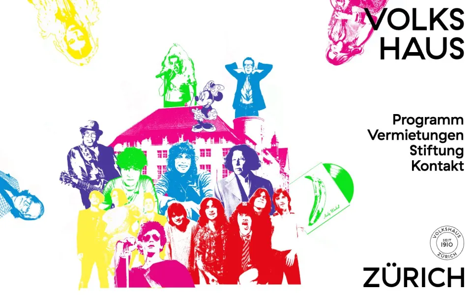 Volkshaus Zürich website, desktop homepage