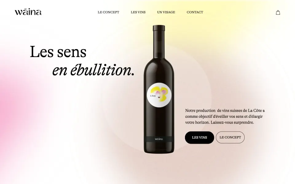 Wāina website, desktop homepage