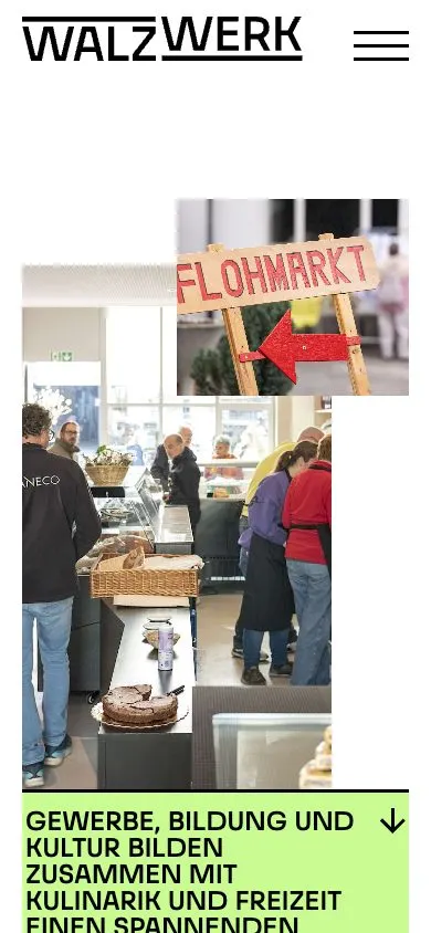Walzwerk website, mobile screenshot
