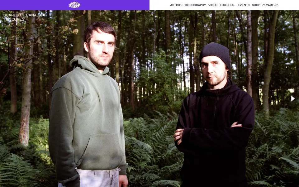 Warp website, desktop homepage