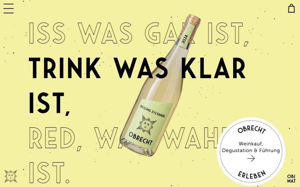 Weingut Obrecht website, desktop homepage