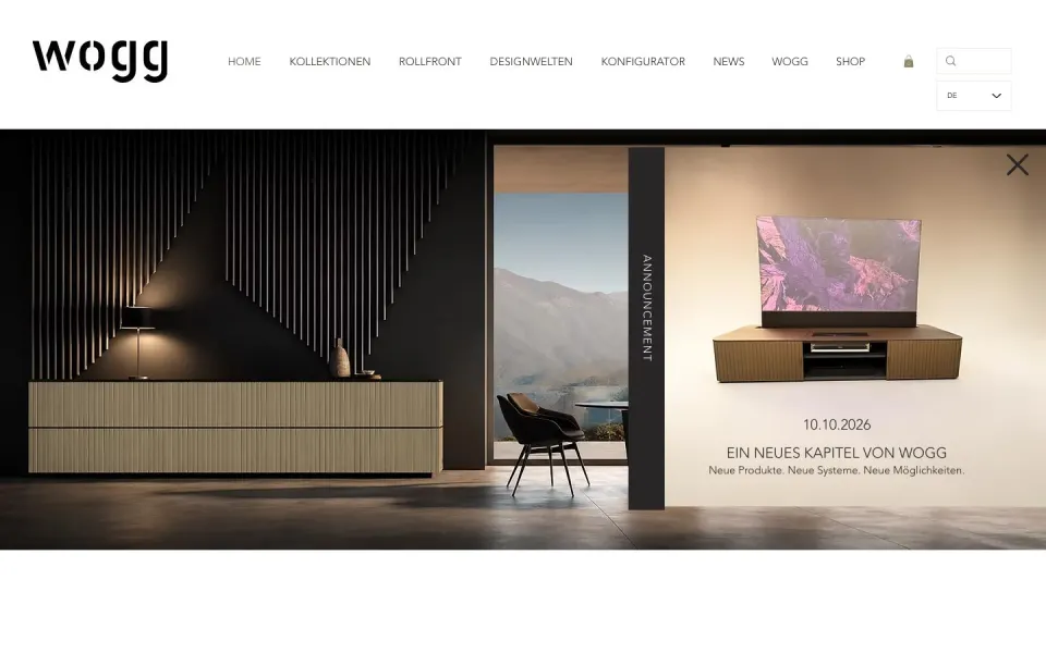 WOGG website, desktop homepage