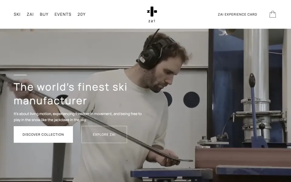 zai website, desktop homepage