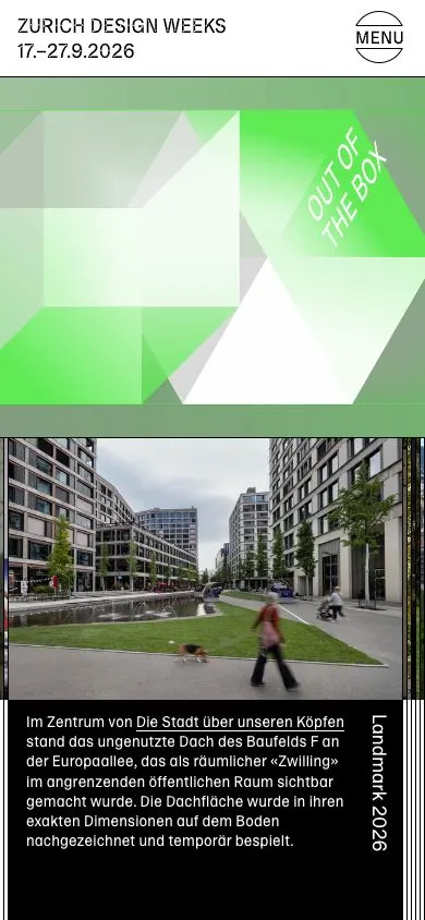 Zurich Design Weeks website, mobile screenshot