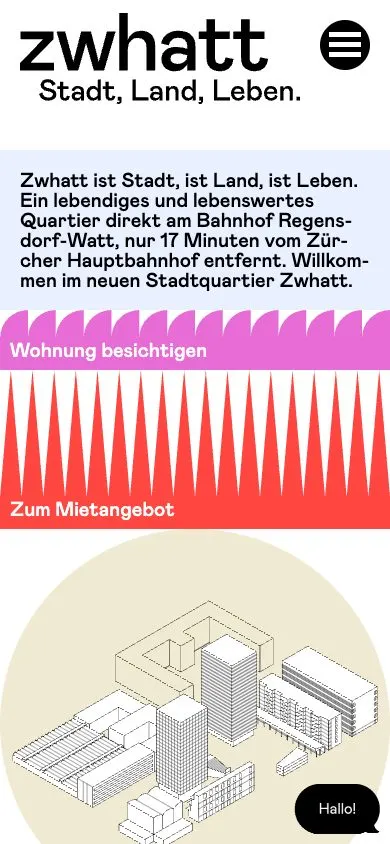 Zwhatt website, mobile screenshot