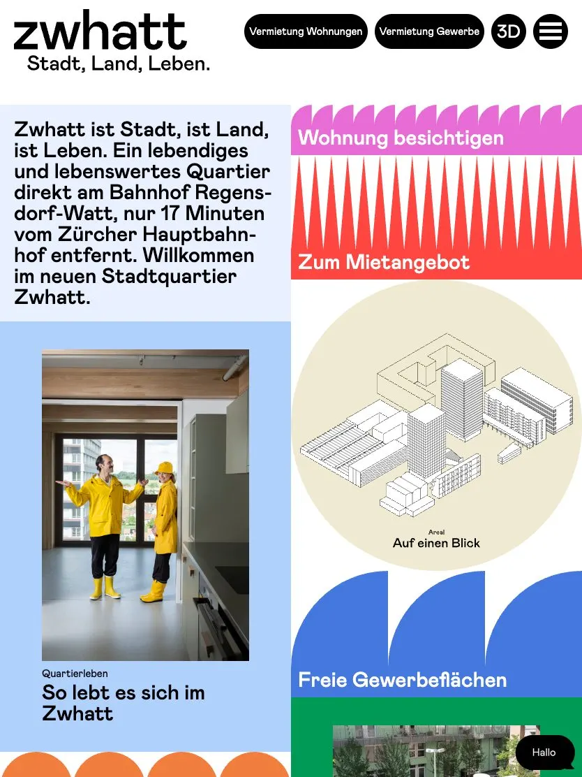 Zwhatt website, tablet screenshot